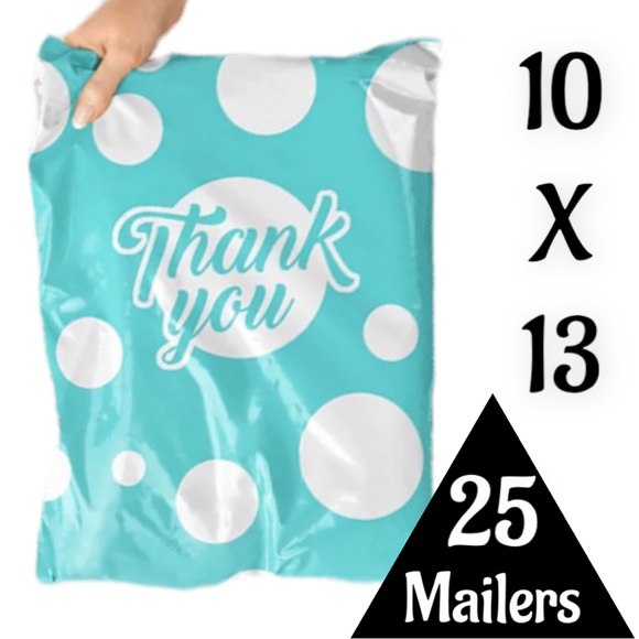 Mailers And More Other - 25 10X13 Blue Polka Dot Thank You Poly Mailers,  PRICE IS FIRM